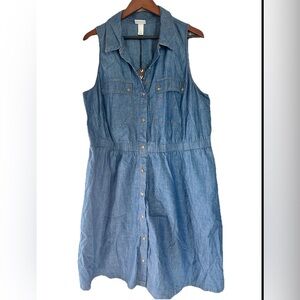 Women's Denim Sleeveless Mini Shirtdress  Ava & Viv Dark denim Wash